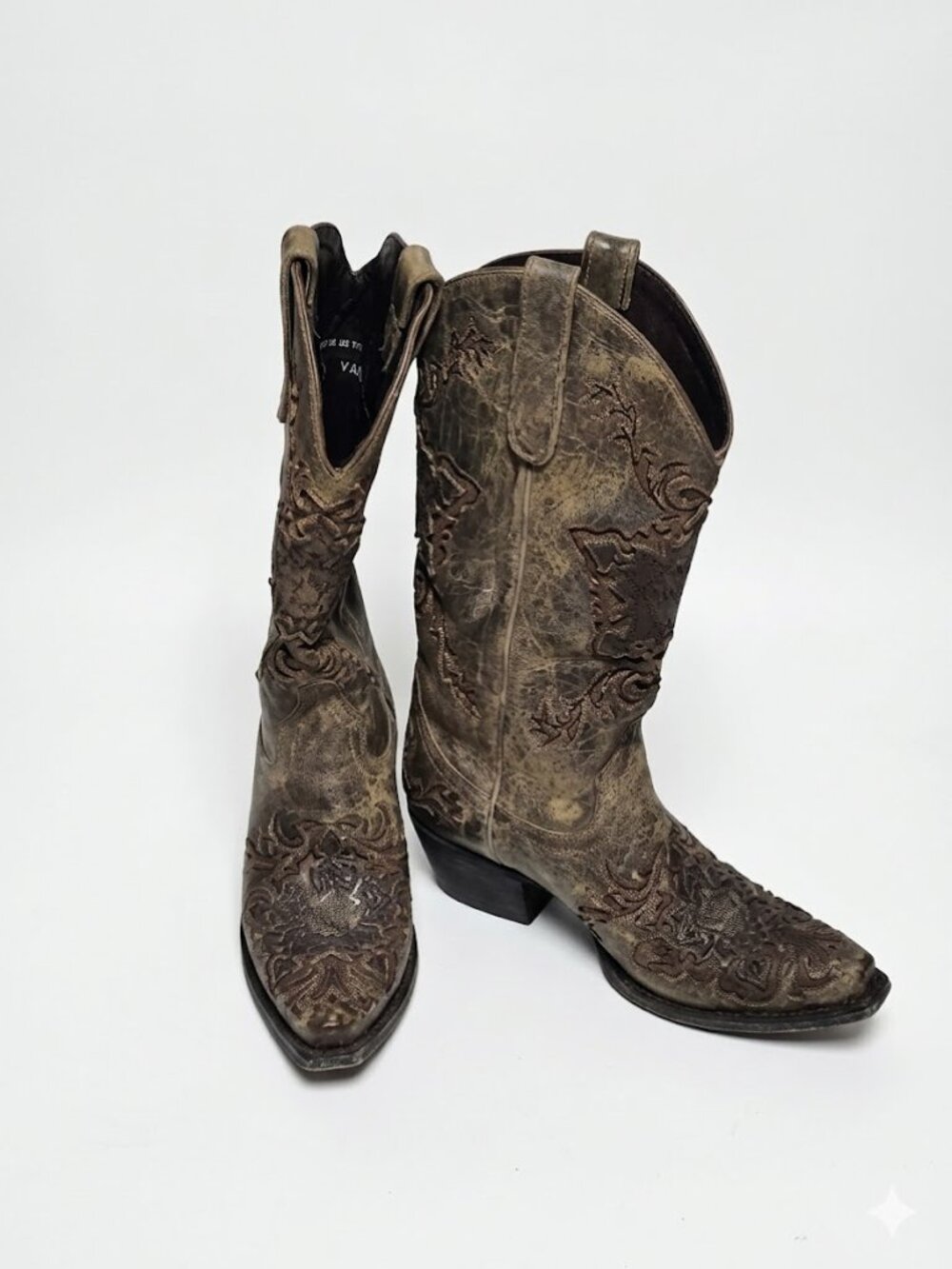 Lane Boots Reign Brown Distressed Leather Western Snip Toe Cowboy Boots 7 Boho